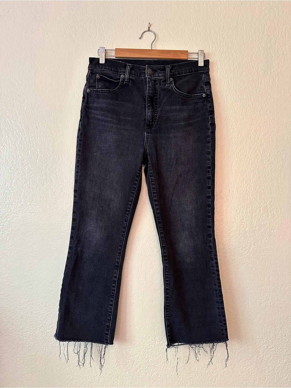 Gap Black Raw Hem Kick Fit High Rise Jeans Black